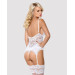 Сатиновый кружевной корсет Obsessive 810-COR-2 babydoll & thong корсет, танга, белый S/M