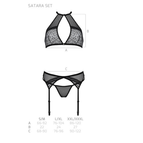 Комплект білизни Passion SATARA SET red XXL/XXXL