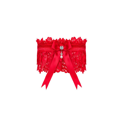 Ажурна підв’язка Obsessive Amor Cherris garter, red