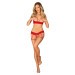 Комплект Obsessive Ingridia 2-pcs crotchless set XL/2XL, красный, с доступом, открытая грудь
