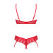 Комплект Obsessive Ingridia 2-pcs crotchless set XL/2XL, красный, с доступом, открытая грудь