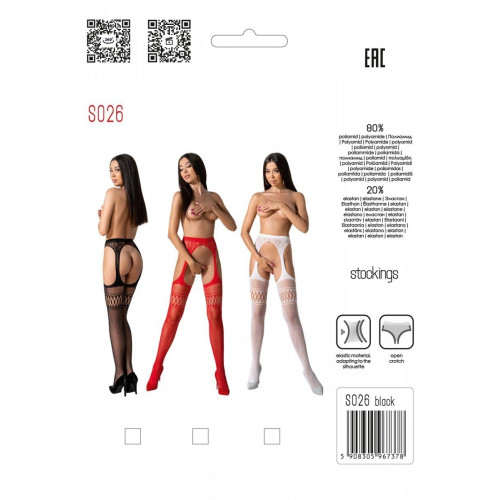Эротические колготки-бодистокинг со шнуровкой на бедрах Passion S026 One Size, black, с доступом