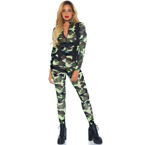 Эротический костюм десантницы Leg Avenue Pretty Paratrooper L, комбинезон, портупея