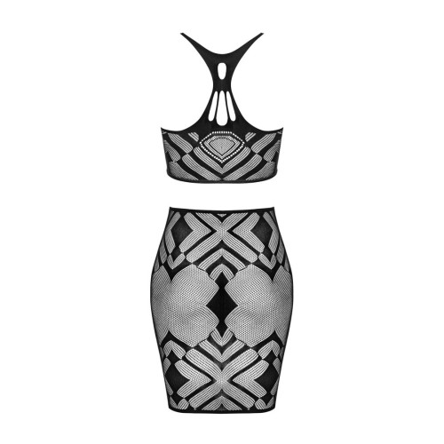 Эротический полупрозрачный комплект Obsessive K101 top & skirt топ, черная юбка S/M/L