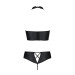 Комплект з еко-шкіри Passion Nancy Bikini 4XL/5XL black, бра та трусики з імітацією шнурівки
