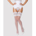 Чулки под пояс с широким кружевом Obsessive 810-STO-2 stockings белые L/XL