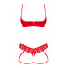 Комплект Obsessive Ingridia 2-pcs crotchless set XL/2XL, красный, с доступом, открытая грудь