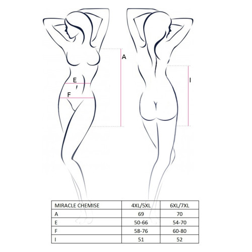 Еротична міні-сукня Passion Size Plus MIRACLE CHEMISE 4XL/5XL Чорна