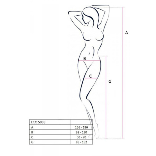 Эротические колготки-бодистокинг Passion ECO S008 black, с имитацией чулок и пояса