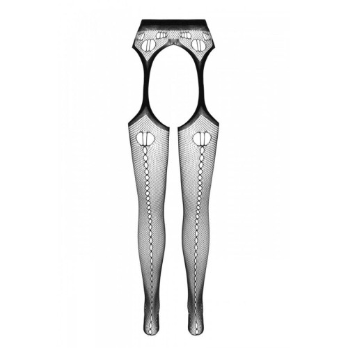 Эротические колготки-бодистокинг Passion ECO S008 black, с имитацией чулок и пояса