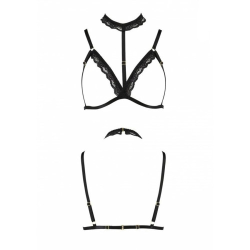 Бюстгальтер-стрепы с чокером Passion Exclusive SHELLY BRA black L/XL