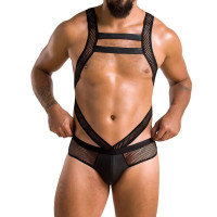 Чоловіче еротичне сітчасте боді Passion 045 Victor Black L/XL