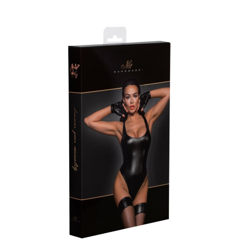 Боди с мокрым эффектом Noir Handmade F244 Powerwetlook body with high cut bottom hem, M