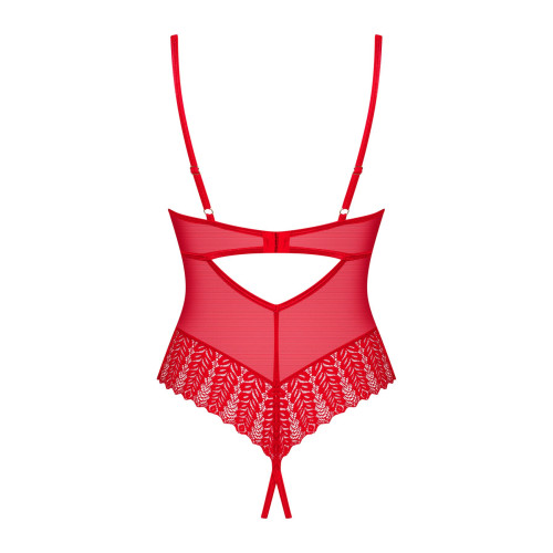 Боди с доступом Obsessive Ingridia crotchless teddy XL/2XL, красное, открытая грудь