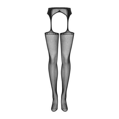 Сітчасті панчохи-стокінги зі стрілкою Obsessive Garter stockings S314 чорні S/M/L