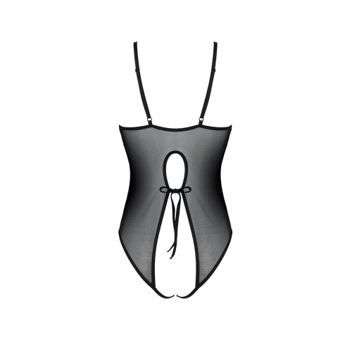 Боди с ажурным декором и открытым шагом Passion Ursula Body black XXL/XXXL
