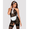 Эротический костюм горничной Obsessive Servgirl costume черно-белый S/M