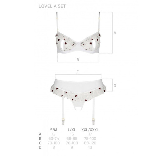 Сексуальный комплект с поясом для чулок Passion LOVELIA SET white XXL/XXXL