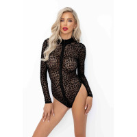 Боді під леопард Noir Handmade F287 Leopard flock bodysuit with long sleeves, 3XL, довгий рукав