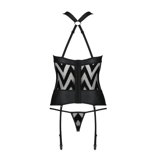 Сітчастий комплект із візерунком Passion Hima Corset black S/M