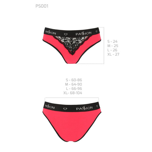 Трусики з широкою резинкою і мереживом Passion PS001 PANTIES S, red-black