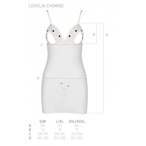 Сорочка з вирізами на грудях + стрінги Passion LOVELIA CHEMISE white L/XL