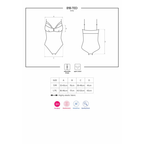 Кружевное боди с доступом 818-TED-1 teddy Черное L/XL