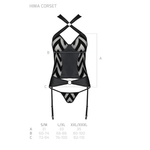 Сітчастий комплект із візерунком Passion Hima Corset black S/M