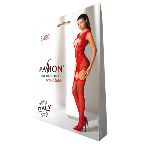 Ажурный бодистокинг с чулками Passion BS082 white