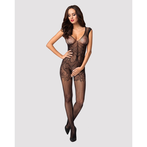Бодистокинг Obsessive Bodystocking F234 абстрактный рисунок, глубокое декольте black S/M/L