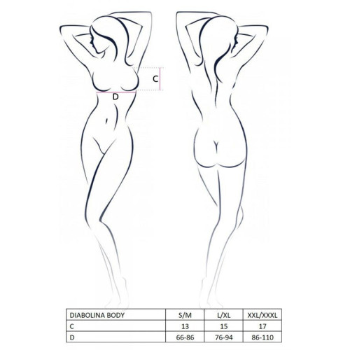 Боди монокини с открытой грудью Passion DIABOLINA BODY Черный XXL/XXXL