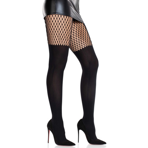 Колготки Leg Avenue Garter Illusion Tights with Net Detail One Size Black