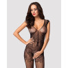 Бодистокинг Obsessive Bodystocking F234 абстрактный рисунок, глубокое декольте black S/M/L