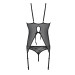 Корсет із пажами, трусики з ажурним декором та відкритим кроком Passion Ursula Corset black S/M