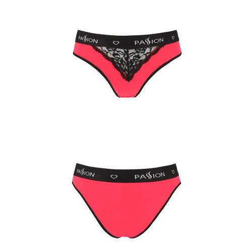 Трусики з широкою резинкою і мереживом Passion PS001 PANTIES S, red-black