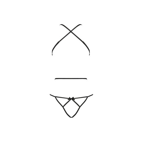 Боді з імітацією шкіри і стрепами Passion ASUNA BODY black XXL/XXXL