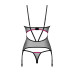 Корсет Obsessive Novenes corset & thong, M/L, прозорий, відкрита спина, стрінги в комплекті