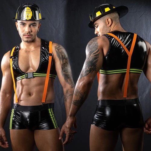 Мужской эротический костюм пожарного JSY «Огненный Себастьян» One Size, 4 предмета