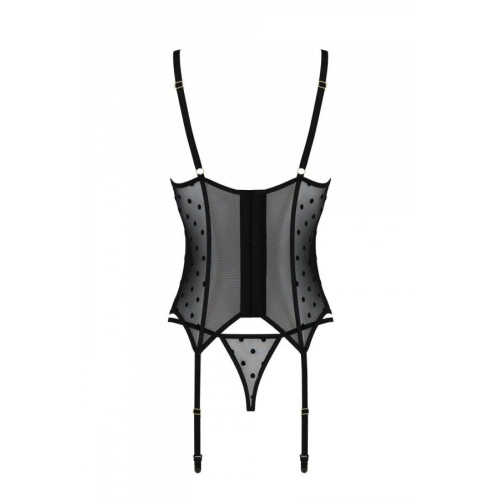 Корсет Passion MARINA CORSET, L/XL, black, з відкритими чашками