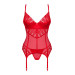 Комплект корсет та стрінги Obsessive Ingridia corset & thong XS/S, червоний