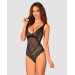 Кружевное боди с декольте Obsessive Estiqua teddy черное M/L