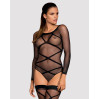 Бодистокинг Obsessive Bodystocking G320 чулки, боди, декор в виде линий black S/M/L