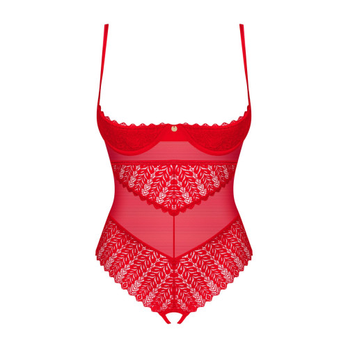 Боди с доступом Obsessive Ingridia crotchless teddy XS/S, красное, открытая грудь