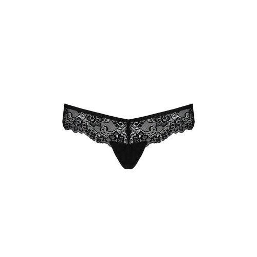 Кружевные трусики-танга с атласным бантиком Passion Naja Thong black S/M