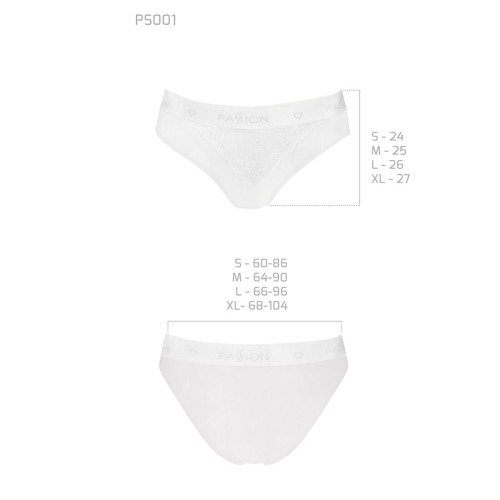 Трусики з широкою резинкою і мереживом Passion PS001 PANTIES S, white