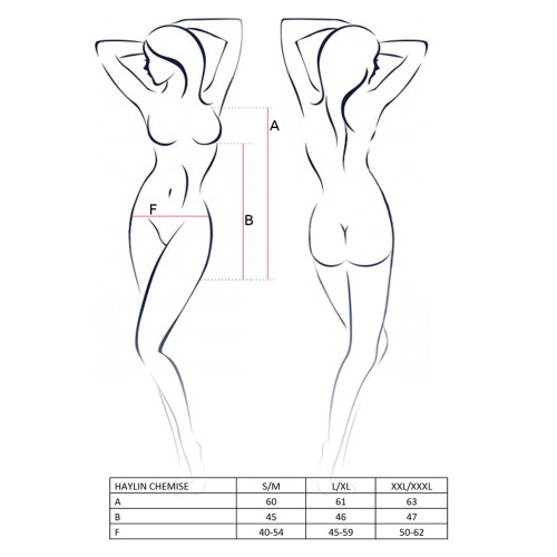 Красива нічна сорочка Passion Erotic Line HAYLIN CHEMISE L/XL Чорна