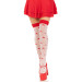 Чулки Leg Avenue Polka Dot Mushroom Thigh Highs, One Size, бело-красные, на резинке, рисунок — грибы