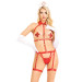 Портупея з чокером і гартери Leg Avenue 2PC Vegan Leather Nurse Harness Teddy and Headband Red S
