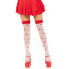 Чулки Leg Avenue Polka Dot Mushroom Thigh Highs, One Size, бело-красные, на резинке, рисунок — грибы