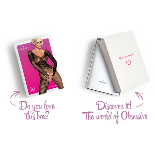 Бодистокинг Obsessive Bodystocking F210 рукава-митенки, сетка, цветное кружево black S/M/L